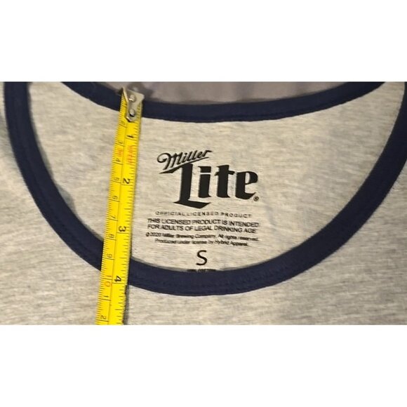 Miller Lite Tank Top Small Heather Grey Navy Blue Trim with Logo New with Tags - Picture 11 of 11